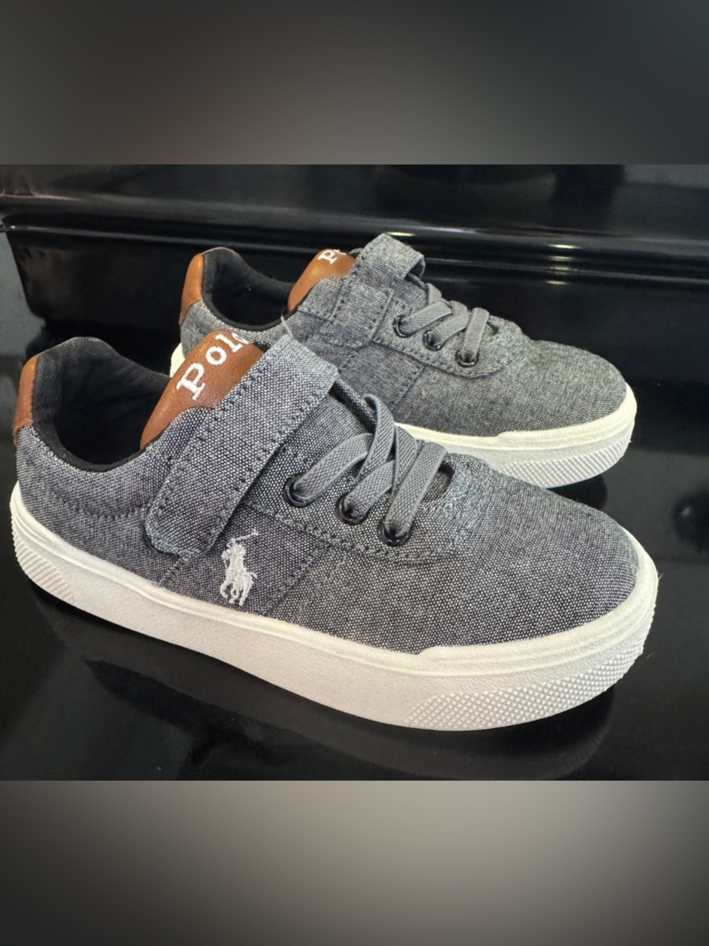 Polo Ralph Lauren Gray Canvas Sneakers, toddler size 9